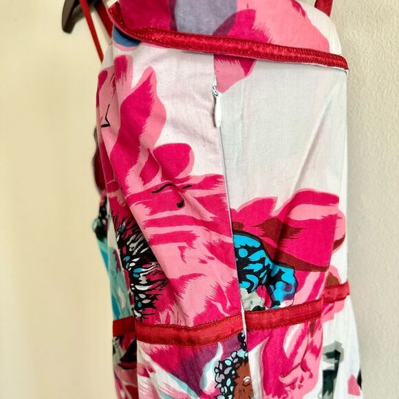 Vintage cotton floral pinup dress M - Picture 5 of 5